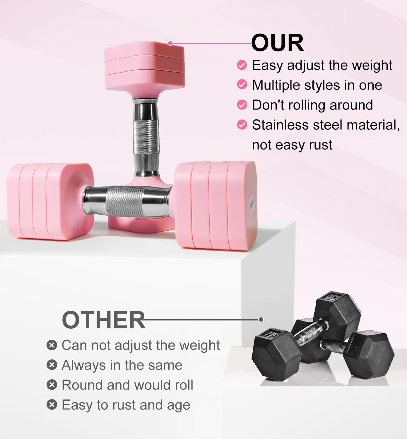 15LB 20LB 30LB 40LB 50LB Adjustable Dumbbell Set Free Weights Dumbbells Set for Women Men Hand Weights Sets Adjust Dumbbell Weight Sets for Home Gym Exercise Workout Strength Training Equipments