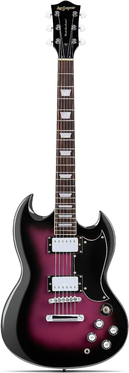 Leo Jaymz 39 Inch Solid Body Electric Guitar - Poplar Wood Body，Maple Neck and Laurel Wood Fretboard (Purple Burst)