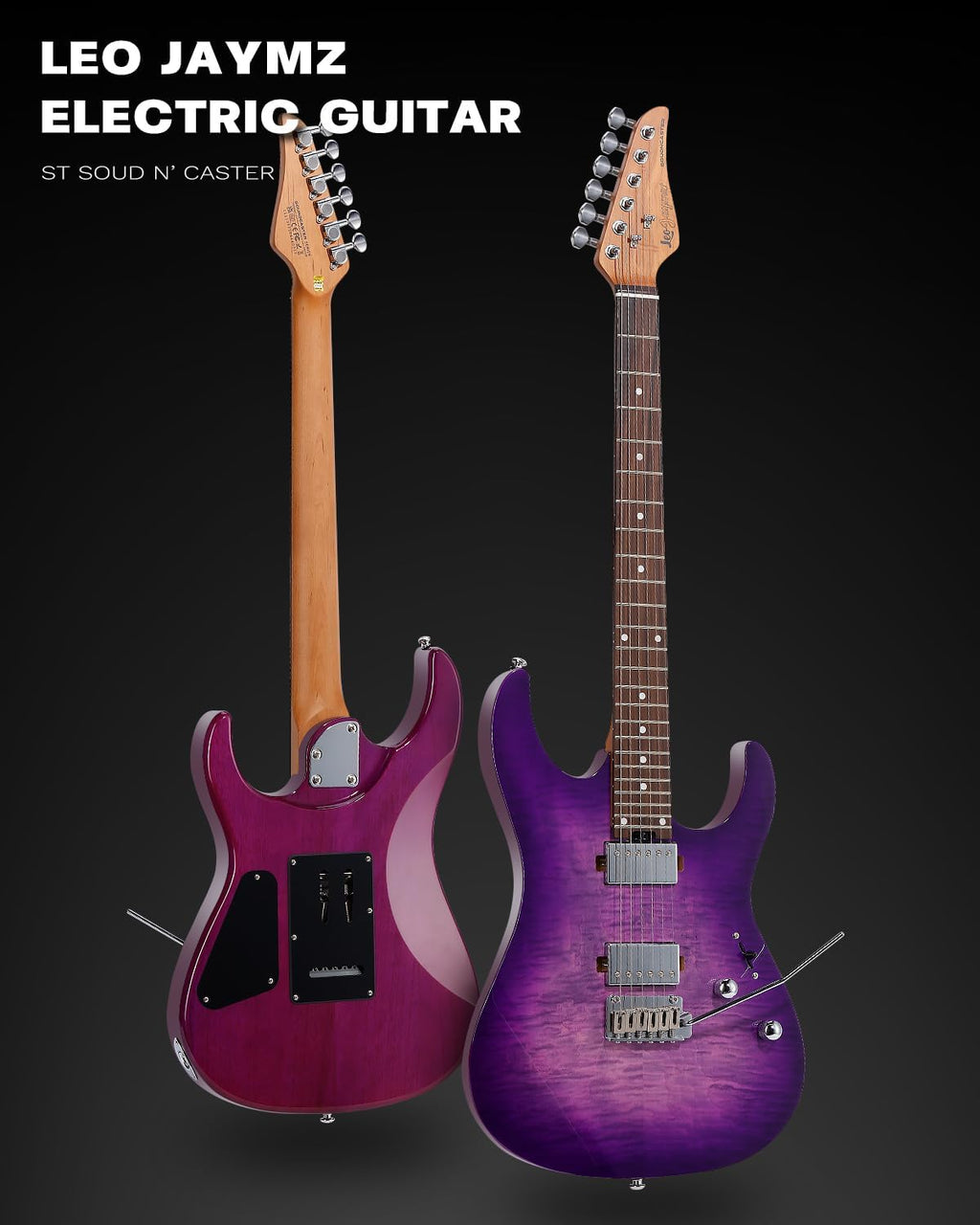 Leo Jaymz ST Pro Electric Guitar with Coil-Split, Roasted Maple Neck, Rosewood Fingerboard, Mahogany Body, Alnico 5 Pickups