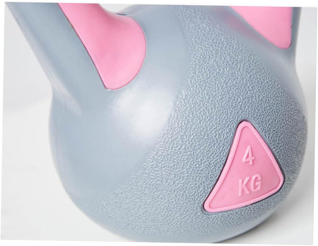 KOMBIUDA 1pc Rubberized Kettle-bell for Women's Fitness Training Non-slip Grip for Safe Workouts for Strength and Endurance Building Gym Gray Pink