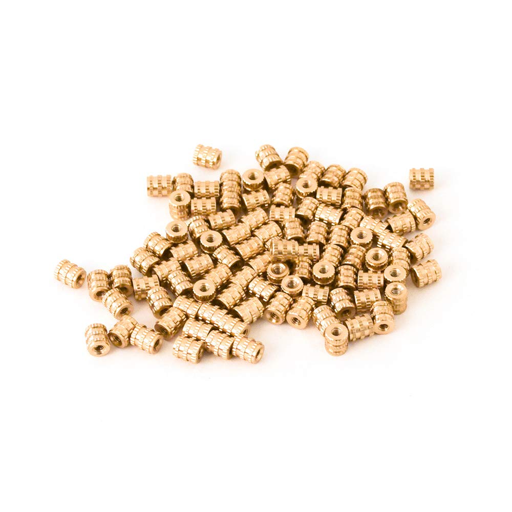 [ J&J Products ] M2 Brass Insert, 5 mm (Length), Female Thread, Press Fit or Injection Mold Type, 1000 pcs