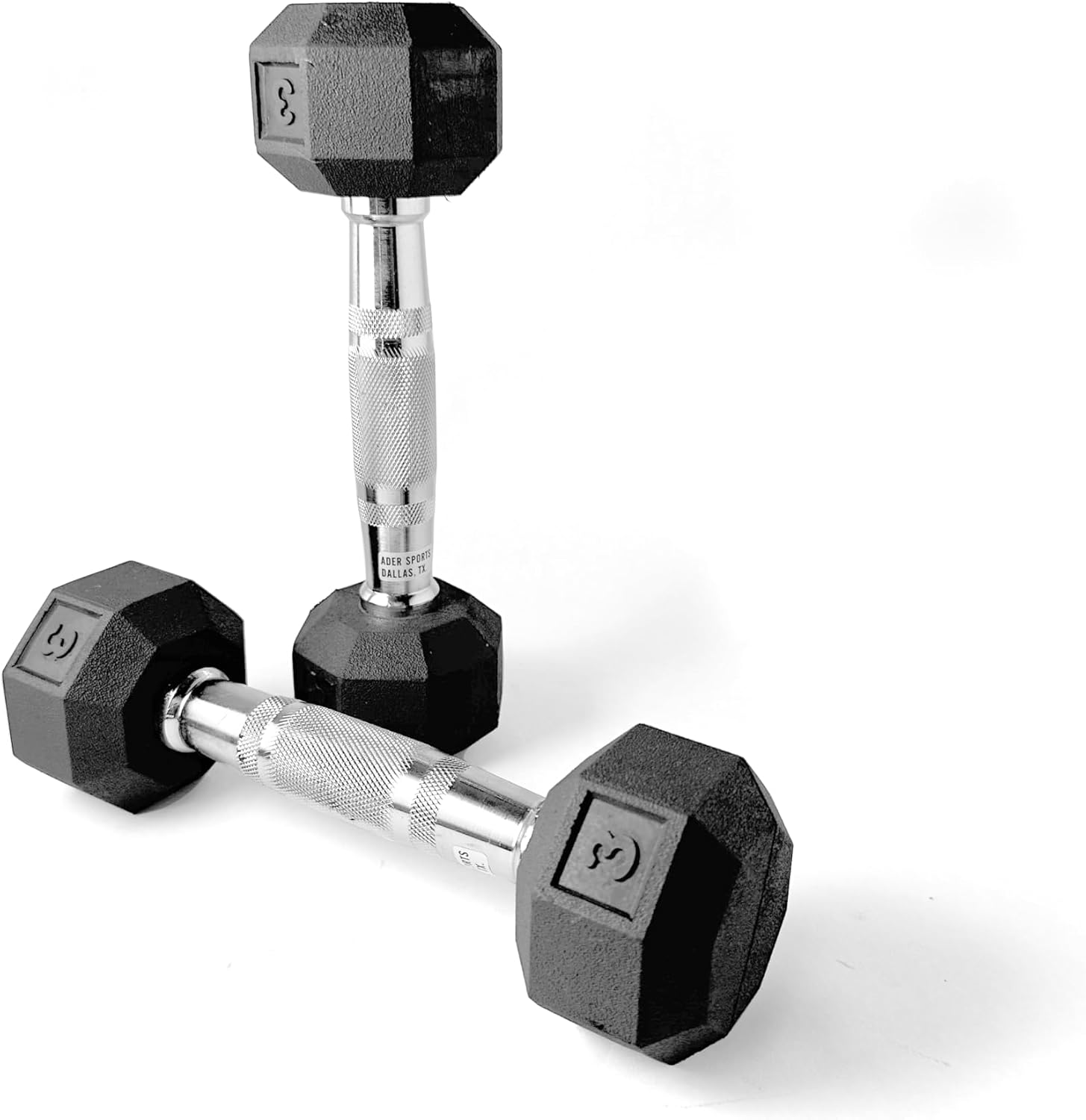 Ader Black Octagon Rubber Dumbbell Set with Rack