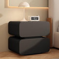 Modern Solid Wood Bedroom Night Table,Small Night Stand with Upholstered Leather Finish,Modern Side Table,2 Drawers,for Bedroom Bedside(Black,L30cm/12in-1)