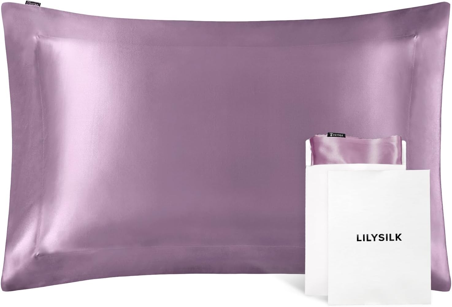 LILYSILK 100% Silk Pillowcase 1PC 25MM Pure Bed Pillowcase for Hair & Skin Oxford Envelope Double-Sides Charmeuse Silk,Lavender King 20x36 inches