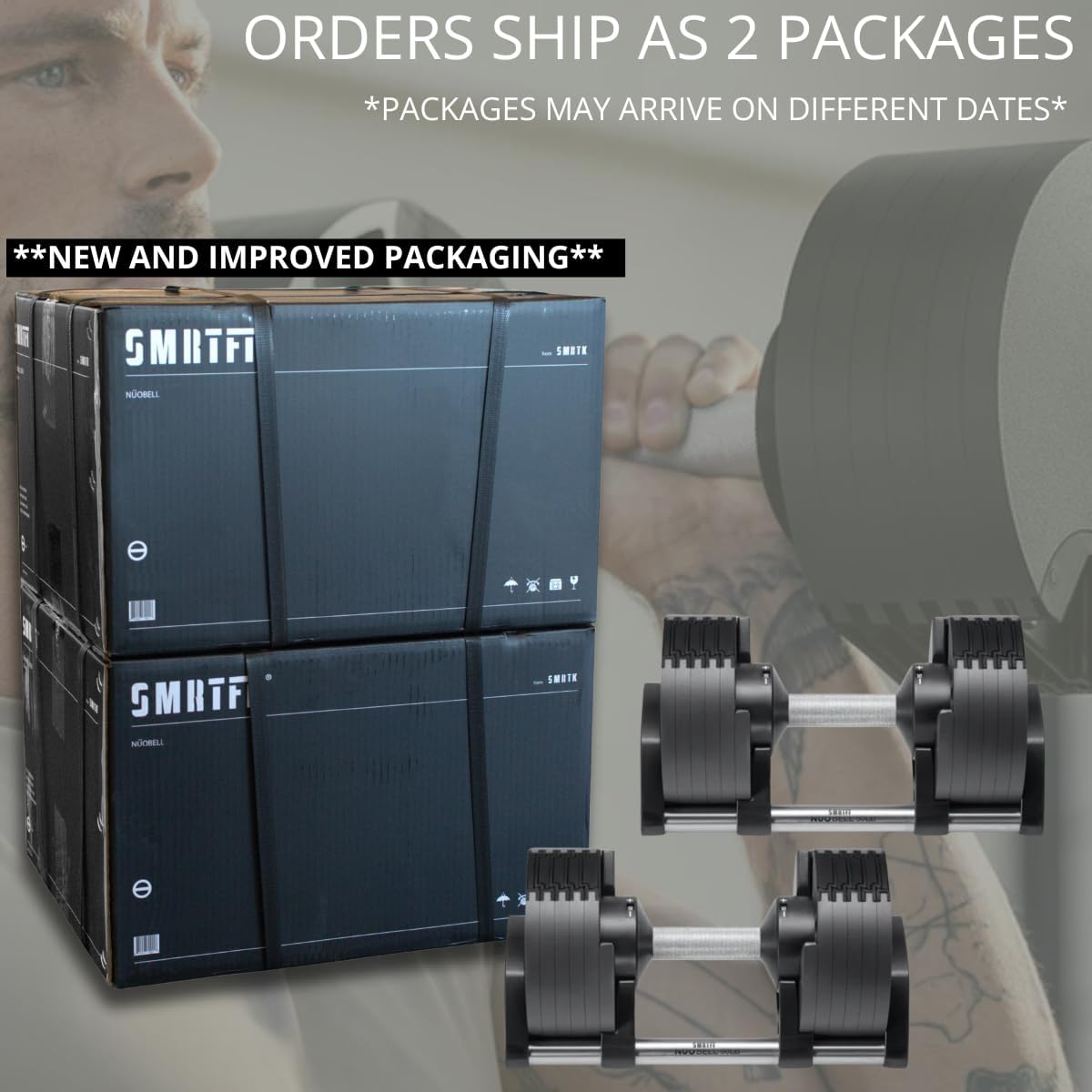 SMRTFT NUOBELL Adjustable Dumbbells 5–100 lb Set | Original NUOBELL | 26 Weights in 1 for Home Gym Strength Training | Steel-Knurled Handle | Space-Saving Dumbbell Set of 2 | 2-Year Warranty