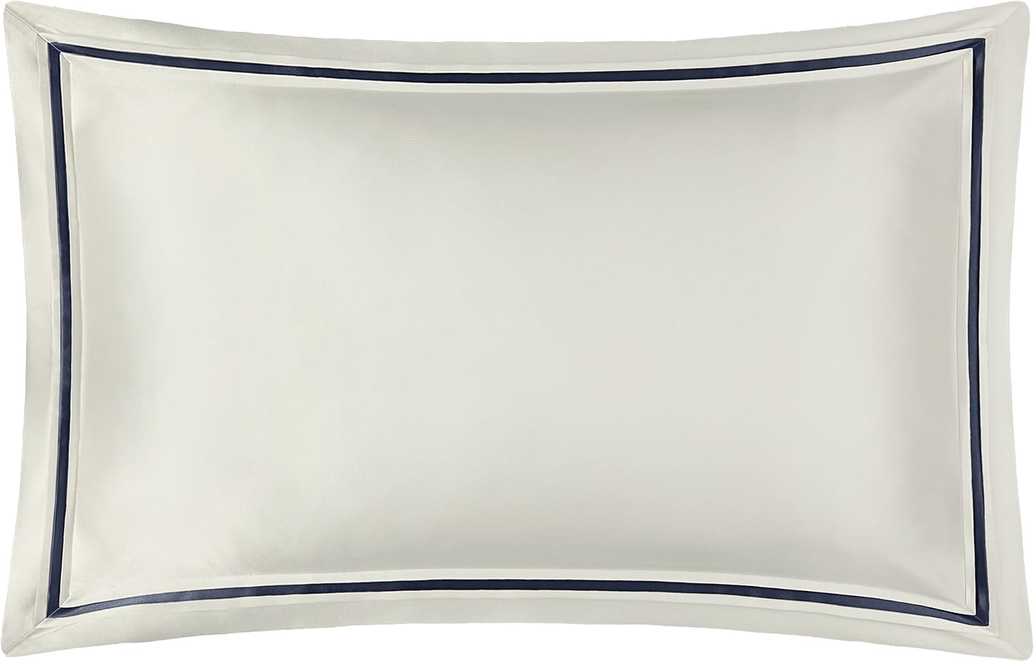 LILYSILK 100% Silk Border Pleats Pillowcase for Hair and Skin Contrast Color Envelope Closure Pillow Case Queen Blue