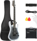 GLARRY 39' Full Size Electric Guitar Kit for Beginners, Starter Electric Guitar Set with 20W Amp & HSH Pickups, Model 170 (Black-White)