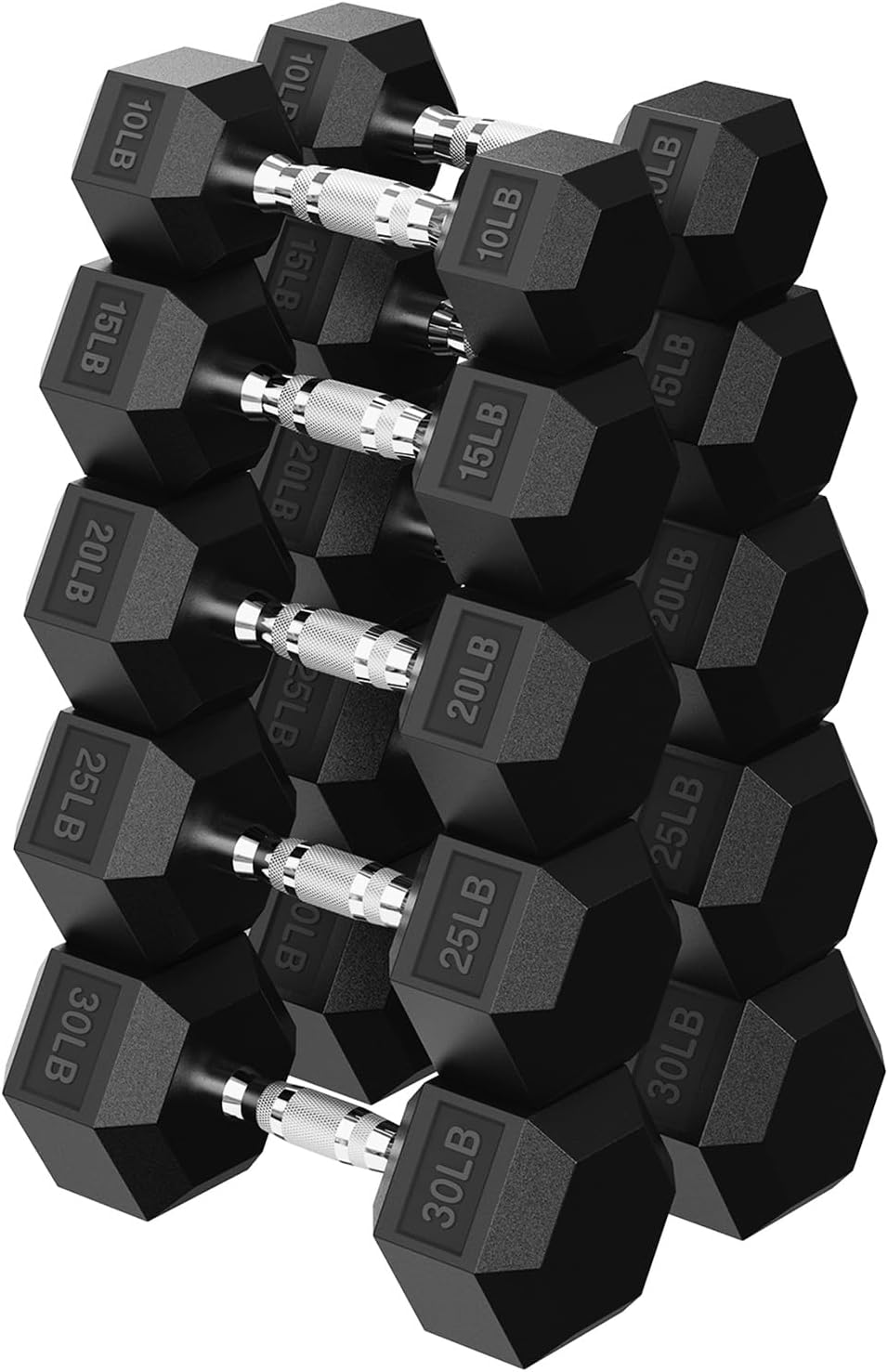 Rubber Encased Hex Dumbbell, Hand Weights with Anti-Slip Cast Iron Grip for Exercise & Fitness, Weights Dumbbells Set of 2 for Strength Training