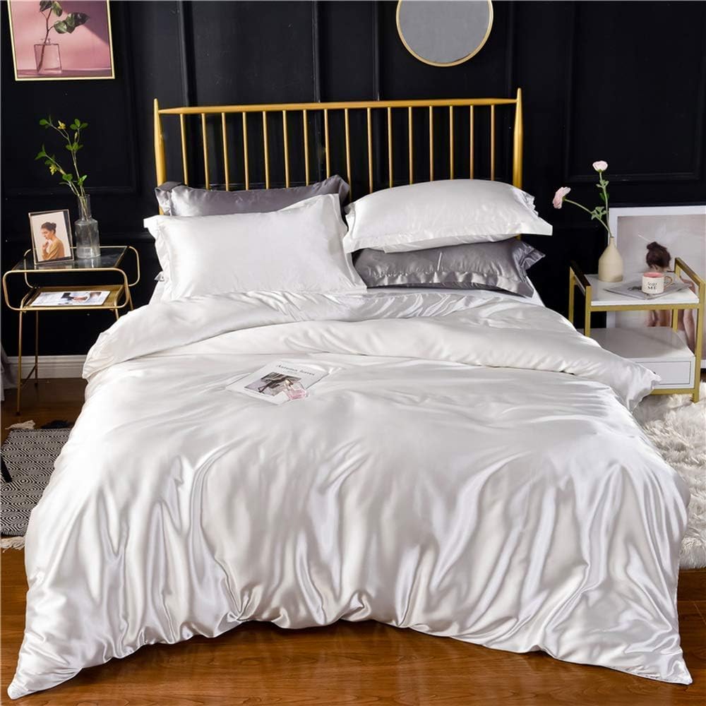 Yarns of Cotton 3 PC All Season Silky Super Soft Comforter Set Luxurious Bedding Set - (1 Comforter, 2 Pillow Cases) Oversized Queen/White