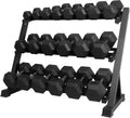 RITFIT Rubber Hex Dumbbells Set with Rack, 180-780LB Heavy-Duty Cast Iron Core, Knurled Chrome Handle, Space-Saving Storage Rack for Home Gym Strength Training
