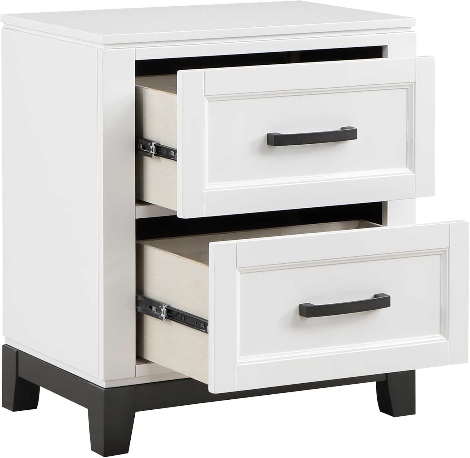 4PC California King Bedroom Set White Finish Wooden Platform Storage Bed, Transitional Style Furniture
