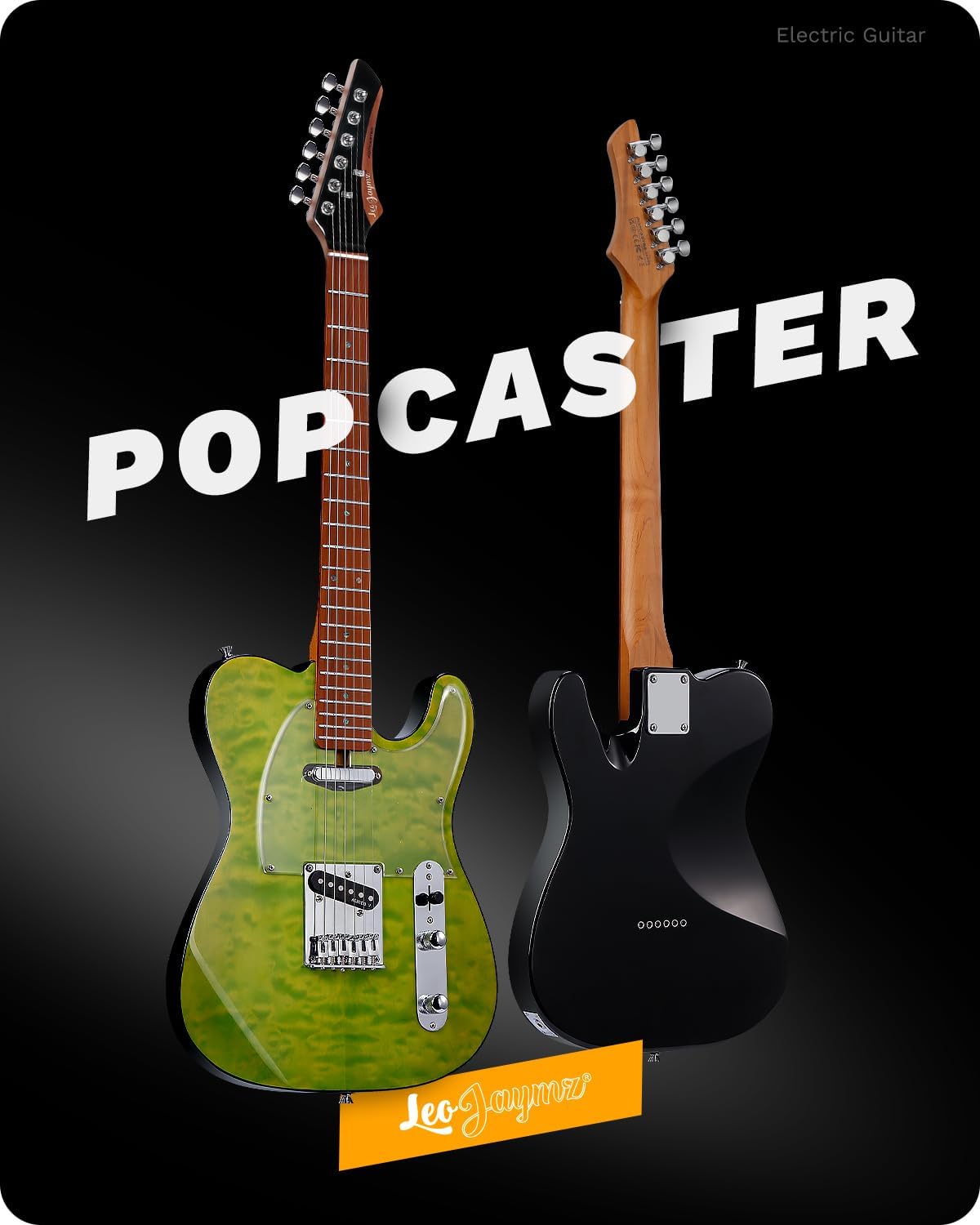 Leo Jaymz TL Electric Guitar - Ocean Maple Top, Mahogany Body, Maple Neck - Alnico V Pickups, Locking Tuners- Solid Choice for Beginners & Intermediate Players (Green Ocean)