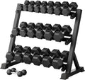 RITFIT Rubber Hex Dumbbells Set with Rack, 180-780LB Heavy-Duty Cast Iron Core, Knurled Chrome Handle, Space-Saving Storage Rack for Home Gym Strength Training