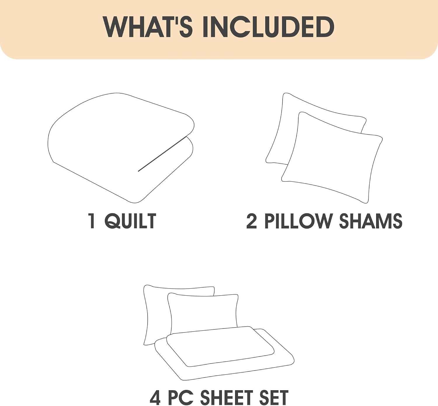 LANCO MODERN LIFESTYLE 7 Piece King Quilt Set, Beige, Microfiber Solid Striped Bedding Set, Soft and Luxury Bed in a Bag, Includes Quilt, Pillow Shams, Flat Sheet, Fitted Sheet, and Pillowcases