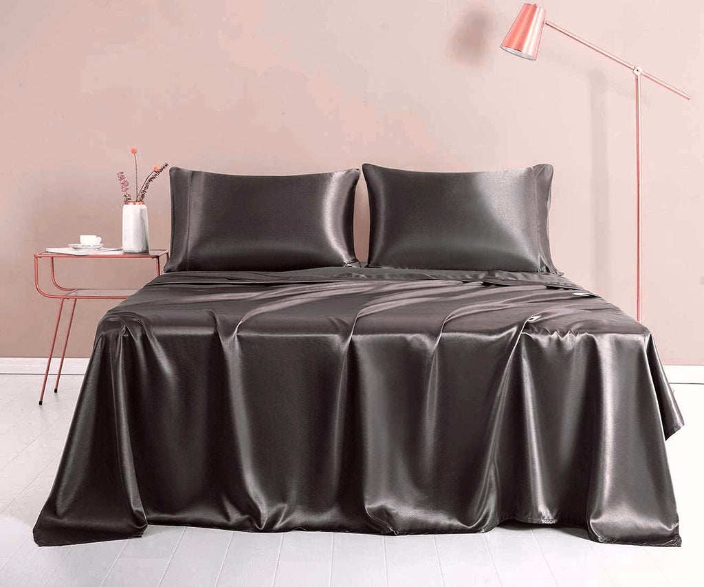 Yarns of Cotton 3 PC All Season Silky Super Soft Comforter Set Luxurious Bedding Set - (1 Comforter, 2 Pillow Cases) King/Dark Grey