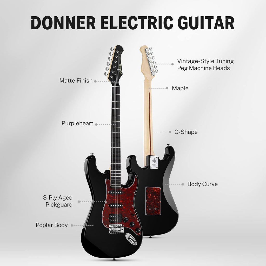 Donner 39 Inch Electric Guitar, Designer Series DST-200 Stylish Solid Body Electric Guitar for Beginner Intermediate & Pro Players, Single Coil Split System, Includes Bag, Cable, Strap