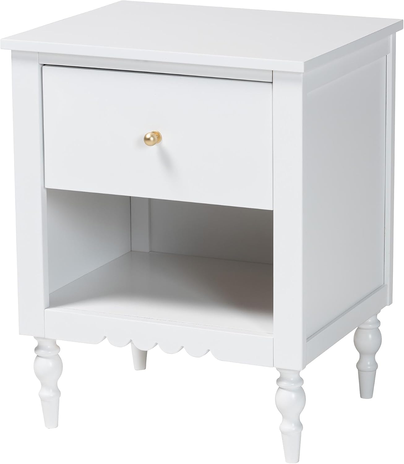 Baxton Studio Roni White Wood 4-Piece Full Bedroom Set with Two Nightstands