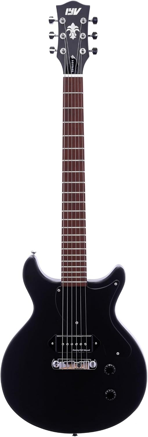 IYV ILJR-200 6 String Solid-Body Electric Guitar, Black
