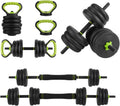 Adjustable Dumbbell Set, 66Lbs Free Weights Set with Connector, 4 In 1 Weight Set Used As Barbell, Kettlebells, Push Up Stand, Fitness Exercise Equipment for Home Gym Suitable Men/Women