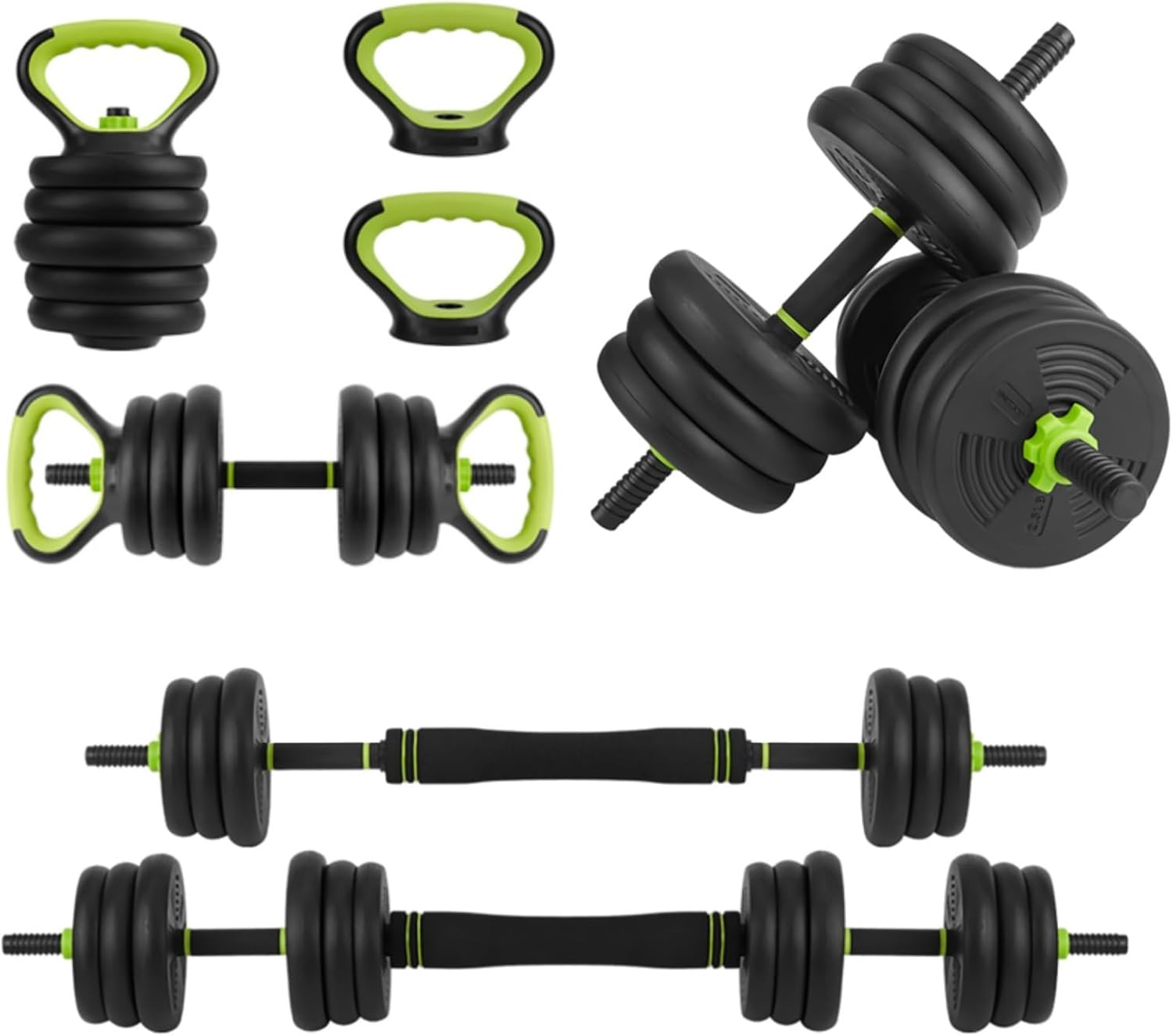 44/66/88 Lbs Adjustable Dumbbell Set, 4-in-1 Free Weights with Connector, Converts to Barbell, Kettlebell & Push-Up Stand, Fitness Equipment for Home Gym Suitable Men/Women