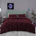 Wine Color Pinch Pleated Durable Soft Comfy 3-PCs Duvet Cover Set with Zipper Closure & Corner Ties, 600-TC Peruvian Pima Cotton Super King Plus Size (120' x 120')