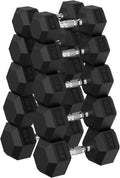 Hex Dumbbell Sets with Rack, 90-640 lb Rubber Encased Exercise & Fitness Dumbbells Set, Hand Weight for Strength Training, Weight Dumbbells