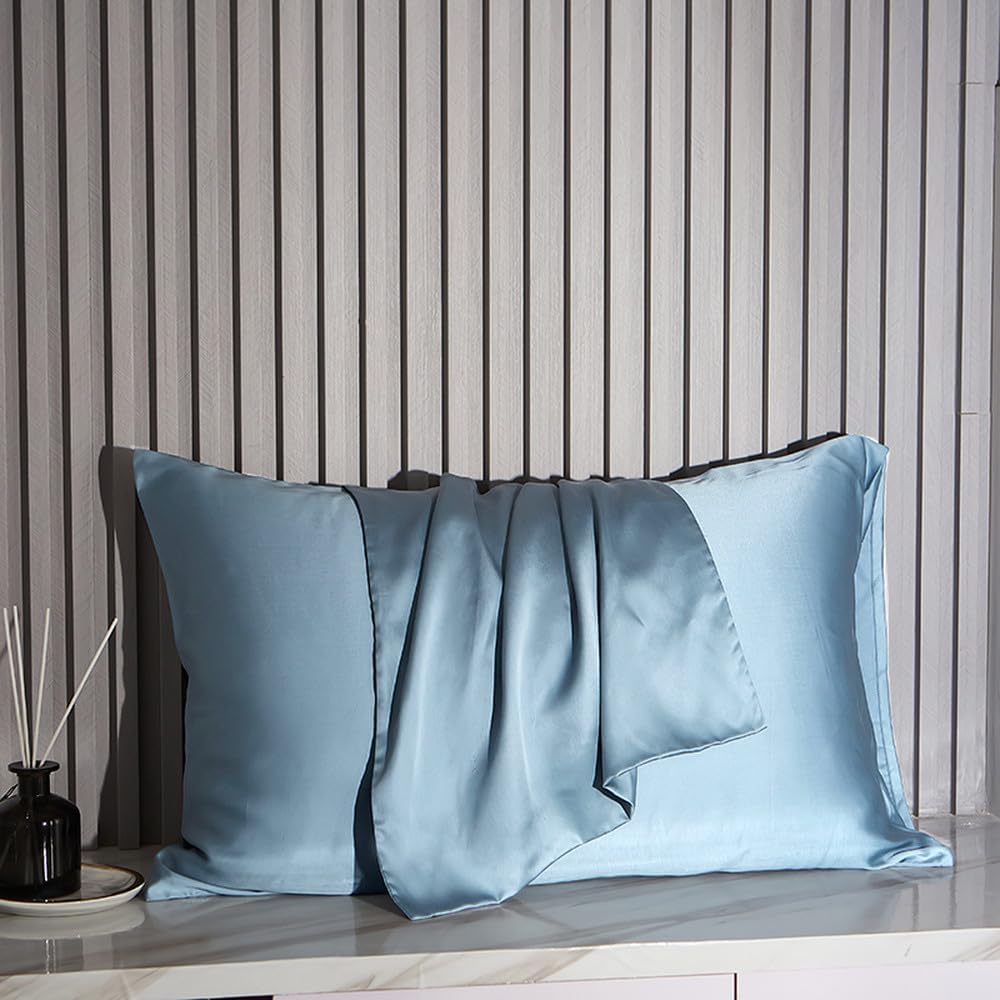 Mulberry Silk Pillow Case 50x70 65x65 Silk Pillowcase Bedding Pillow Cases Cover,Blue,40x70cm 2pcs