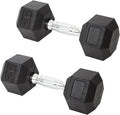 Hex Dumbbell Set 20LB Rubber Coated Fixed Weight Dumbbells with Chrome Ergonomic Handle Odorless & Durable for Home Gym Women's Strength Training Full Body Workouts - Pack of 2