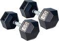 Gronk Fitness Rubber Hex Dumbbell Pairs | 5lbs - 70lbs | Workout Equipment for Men and Women | Rubber Coated Cast Iron with Ergonomic Chrome Plated Handles