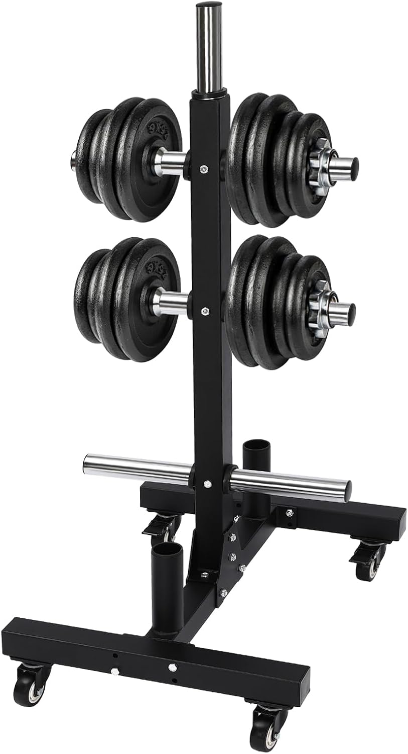 Dumbbell Rack, Removable Plate Rack Tree, Vertical Storage Tree with 4 Universal Wheels, Dumbbell Chip Storage Rack, Storage of Fitness Equipment, Q235 Steel, 500kg/1102.3lbs Load-Bearing
