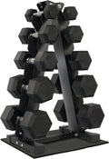 Fitvids Fitvids Rubber Coated Hex Dumbbell Weight Set and Storage Rack, 100LB Set or 150LB Set, 5-20 lbs Pairs or 5-25 lbs Pairs