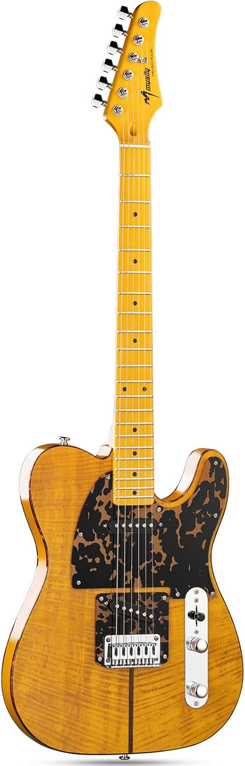 MBT Solid Body Electric Guitar with Mahogany Body, Maple Fingerboard and Bone Nut, for Beginner to Professional Players, Right Handed, Natural Gloss Surface