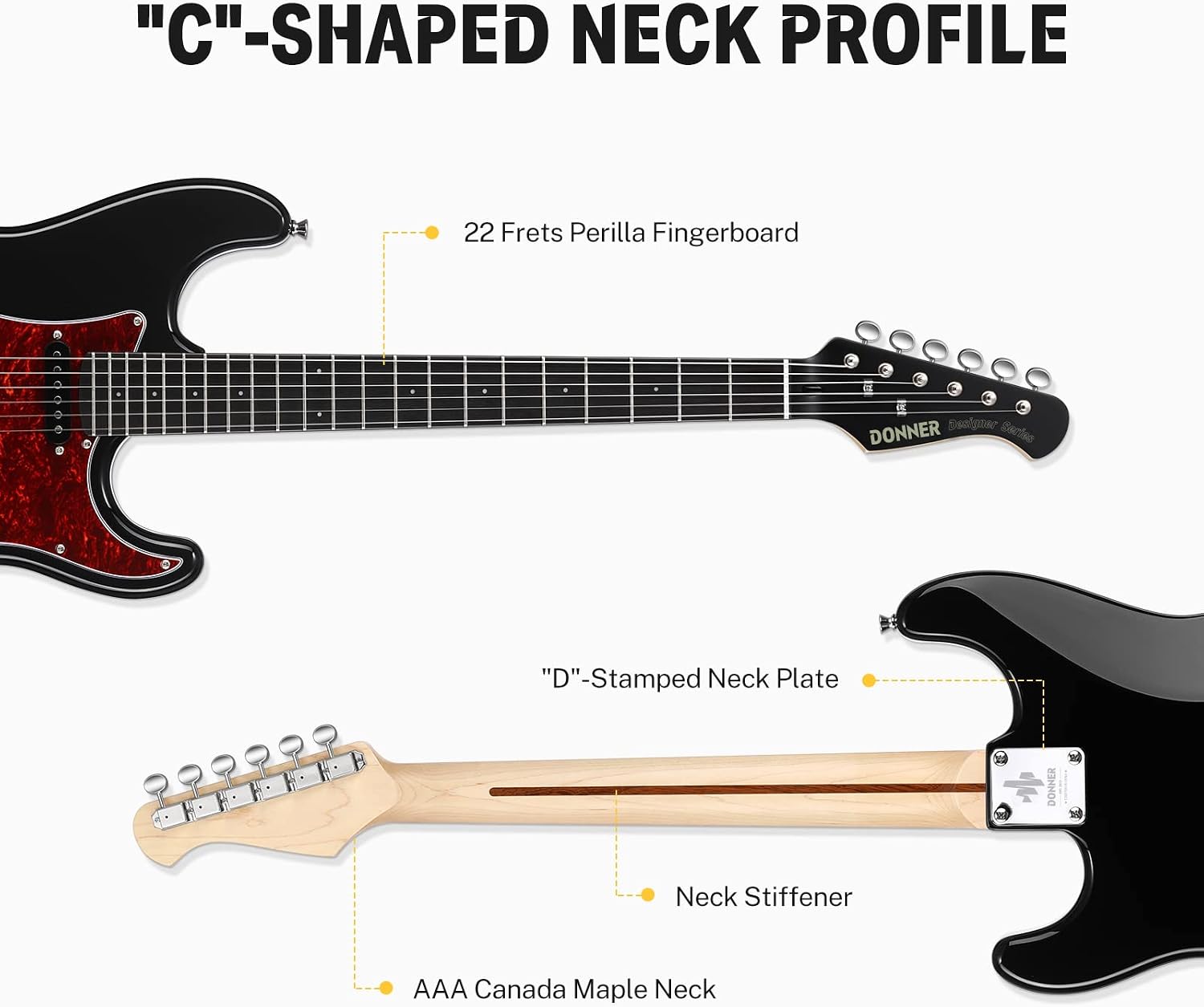 Donner 39 Inch Electric Guitar, Designer Series DST-200 Stylish Solid Body Electric Guitar for Beginner Intermediate & Pro Players, Single Coil Split System, Includes Bag, Cable, Strap