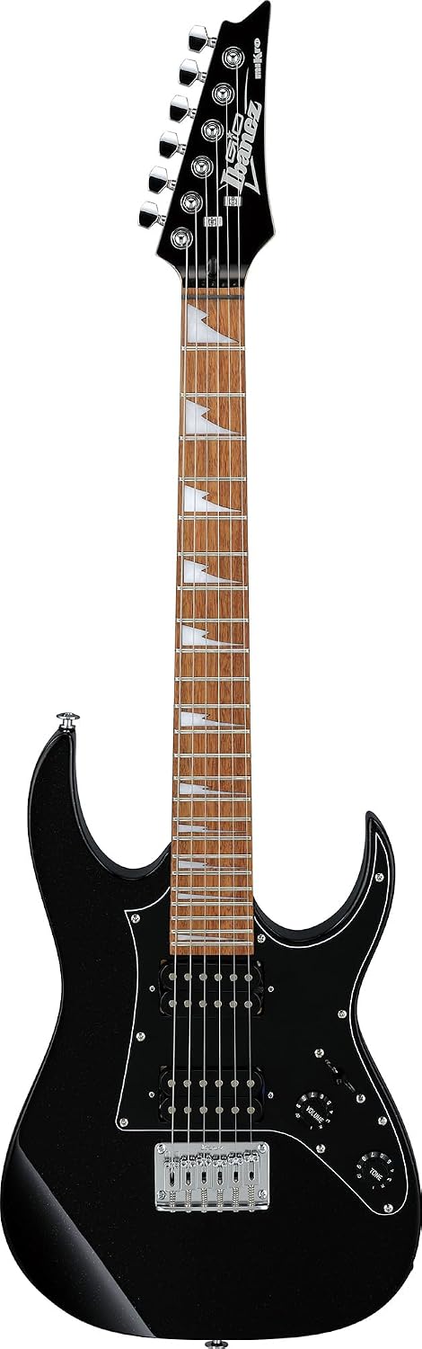 Ibanez GRGM21 RG Gio miKro Short-Scale Electric Guitar - Black Night Bundle with Gig Bag, Tuner, Strap, Instrument Cable, Austin Bazaar Instructional DVD, and Polishing Cloth