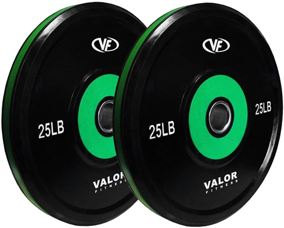 Valor Fitness Olympic Bumper Plate Pro - Weight Plates - Lifting Strength Conditioning Cross Training Workouts – Sold in Singles, Pairs, Sets - Workout Equipment