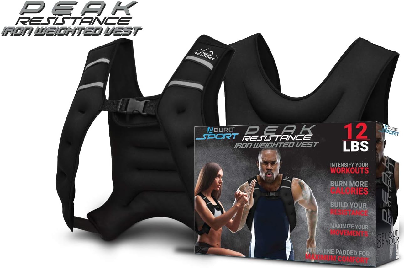 'Aduro Sport Weighted Vest Workout Equipment, 4lbs/6lbs/12lbs/20lbs/25lbs/30lbs Body Weight Vest for Men, Women, Kids'