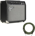 Fender Champion II 25 Guitar Amp, 25 Watts Bundle with Fender Joe Strummer Instrument Cable (13ft) Straight/Straight, Drab Green