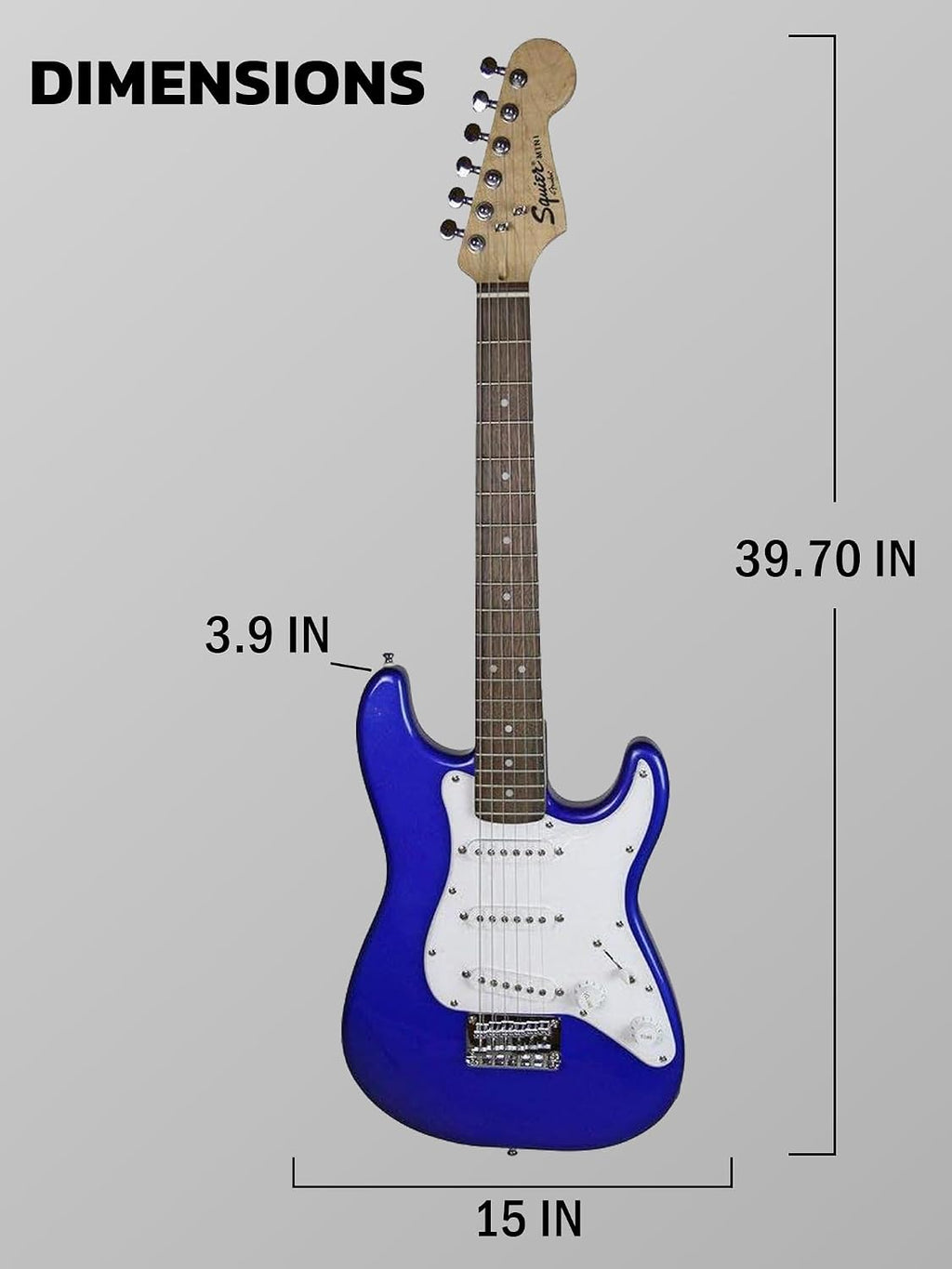 Fender Squier 3/4-Size Kids Mini Strat Electric Guitar - Imperial Blue Bundle with Amplifier, Cable, Tuner, Strap, Picks, and Austin Bazaar Instructional DVD