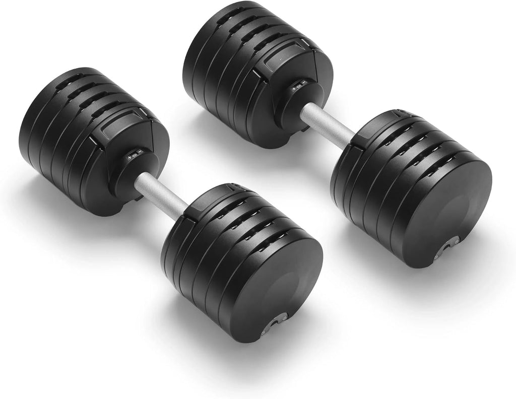 SMRTFT NUOBELL Adjustable Dumbbells 5–100 lb Set | Original NUOBELL | 26 Weights in 1 for Home Gym Strength Training | Steel-Knurled Handle | Space-Saving Dumbbell Set of 2 | 2-Year Warranty