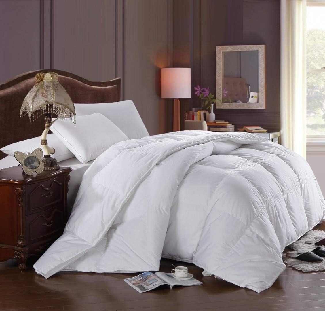 Royal Hotel Bedding 300 Thread Count Oversized King Size Down-Alternative Comforter, Overfilled Duvet Insert 100% Cotton Shell - 100% Down-Alternative Fill 750FP - 100Oz - Solid White, Oversized King