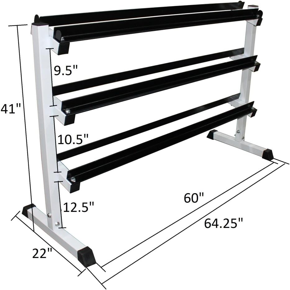Ader Black Octagon Rubber Dumbbell Set with Rack