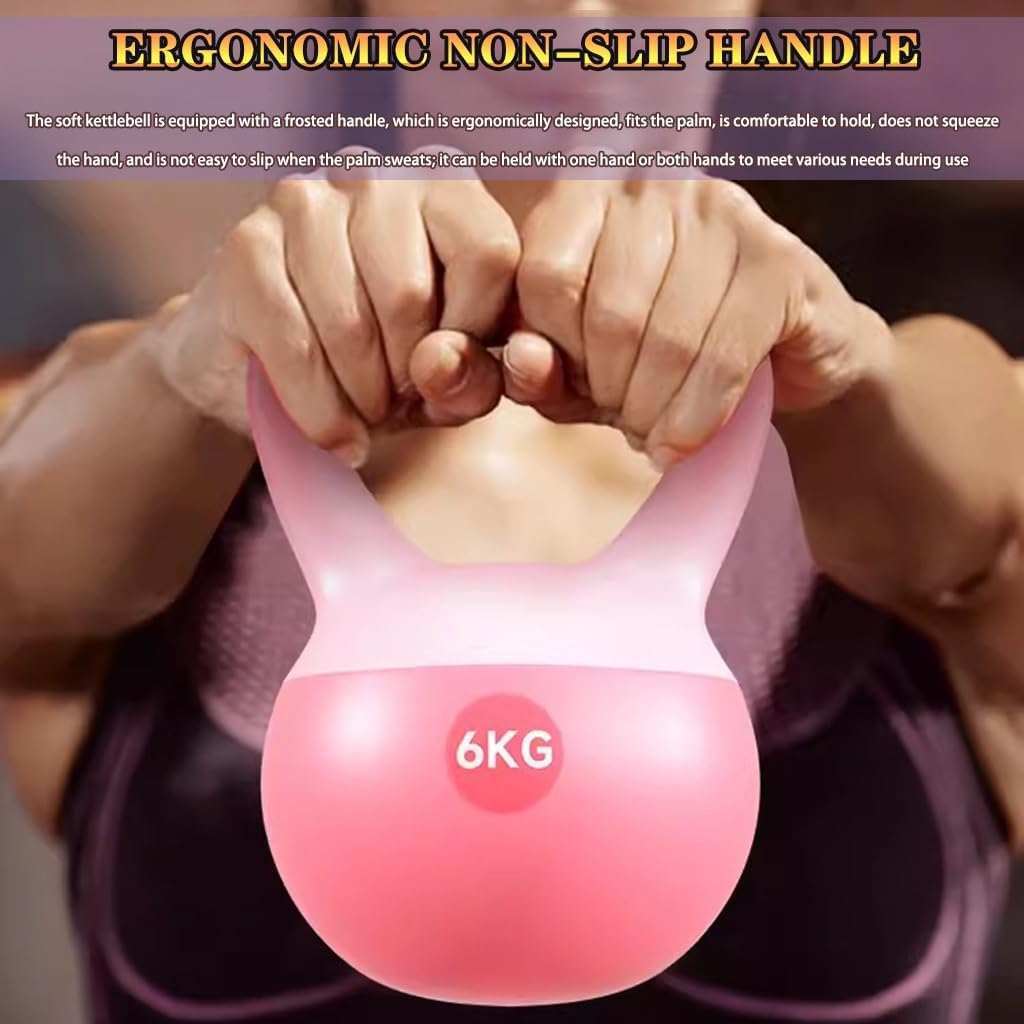 Kettlebell Weights Women's Beginner Weight Loss Soft Kettle Bells, Buttocks Shaping/sports Dumbbell, Home Fitness Equipment, Frosted Non-slip Handle(Pink-10kg)