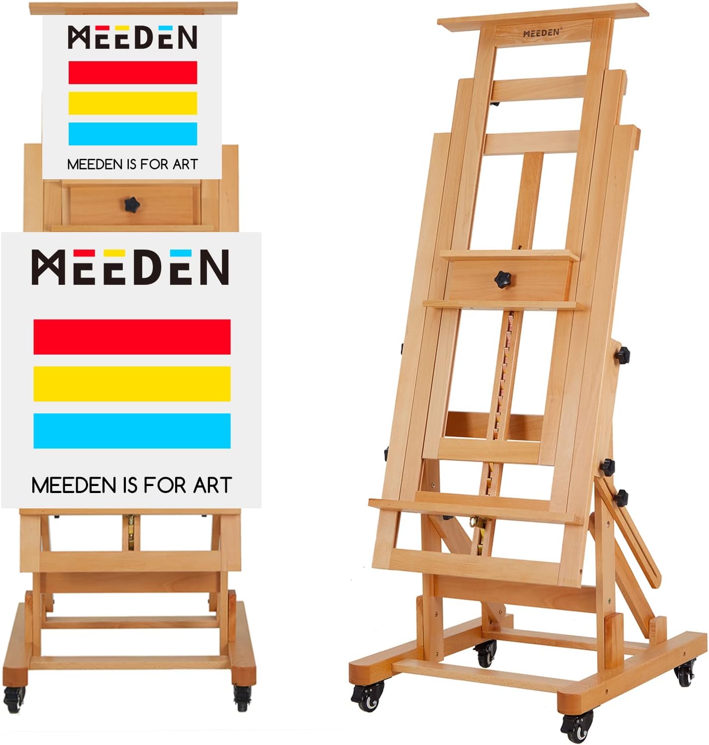 MEEDEN Movable Large H-Frame Painting Easel - Artist Studio Easel - Heavy Duty Art Easel Stand for Adults, Solid Beech Wood Easels, Holds Canvas Art Up to 78.7' High