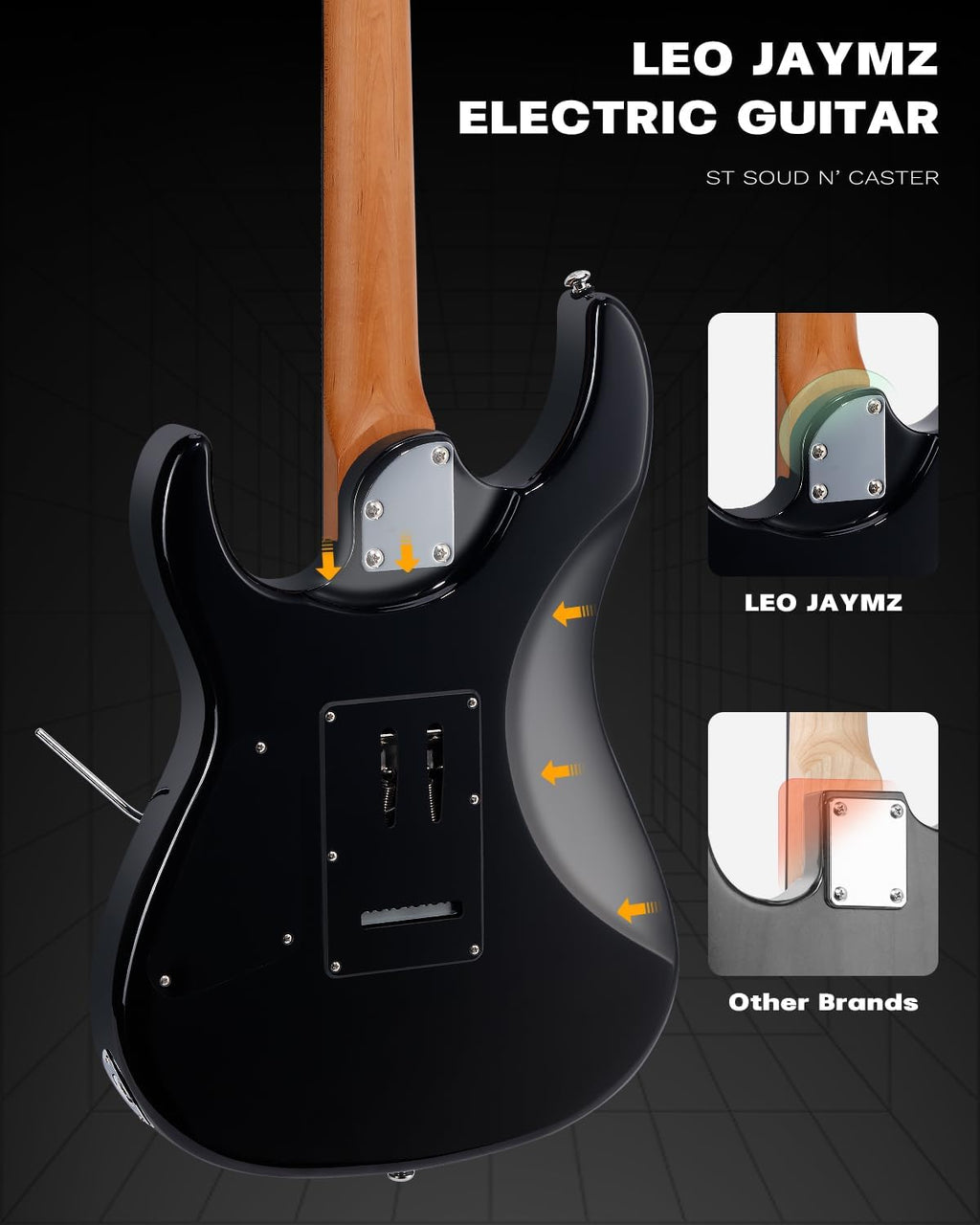 Leo Jaymz ST Pro Electric Guitar with Coil-Split, Roasted Maple Neck, Rosewood Fingerboard, Mahogany Body, Alnico 5 Pickups