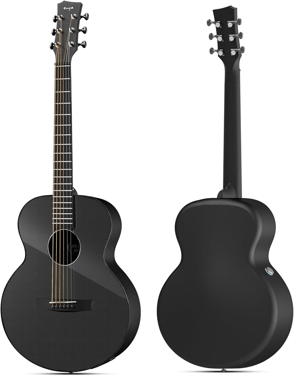 Enya Acoustic-Electric Guitar X3 Pro Mini Carbon Fiber Travel Guitar - 36' 3/4 Size with Built-in Effects & Wireless Speaker, Includes Gig Bag & Cables - Ideal for Professional & Stage Performance