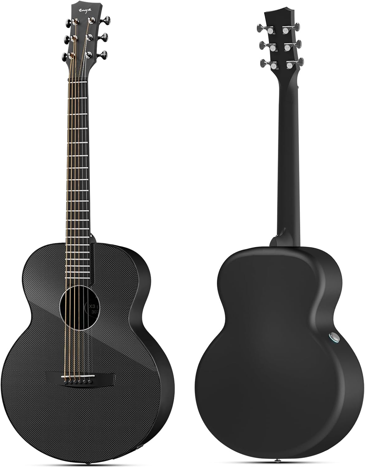 Enya Acoustic-Electric Guitar X3 Pro Mini Carbon Fiber Travel Guitar - 36' 3/4 Size with Built-in Effects & Wireless Speaker, Includes Gig Bag & Cables - Ideal for Professional & Stage Performance