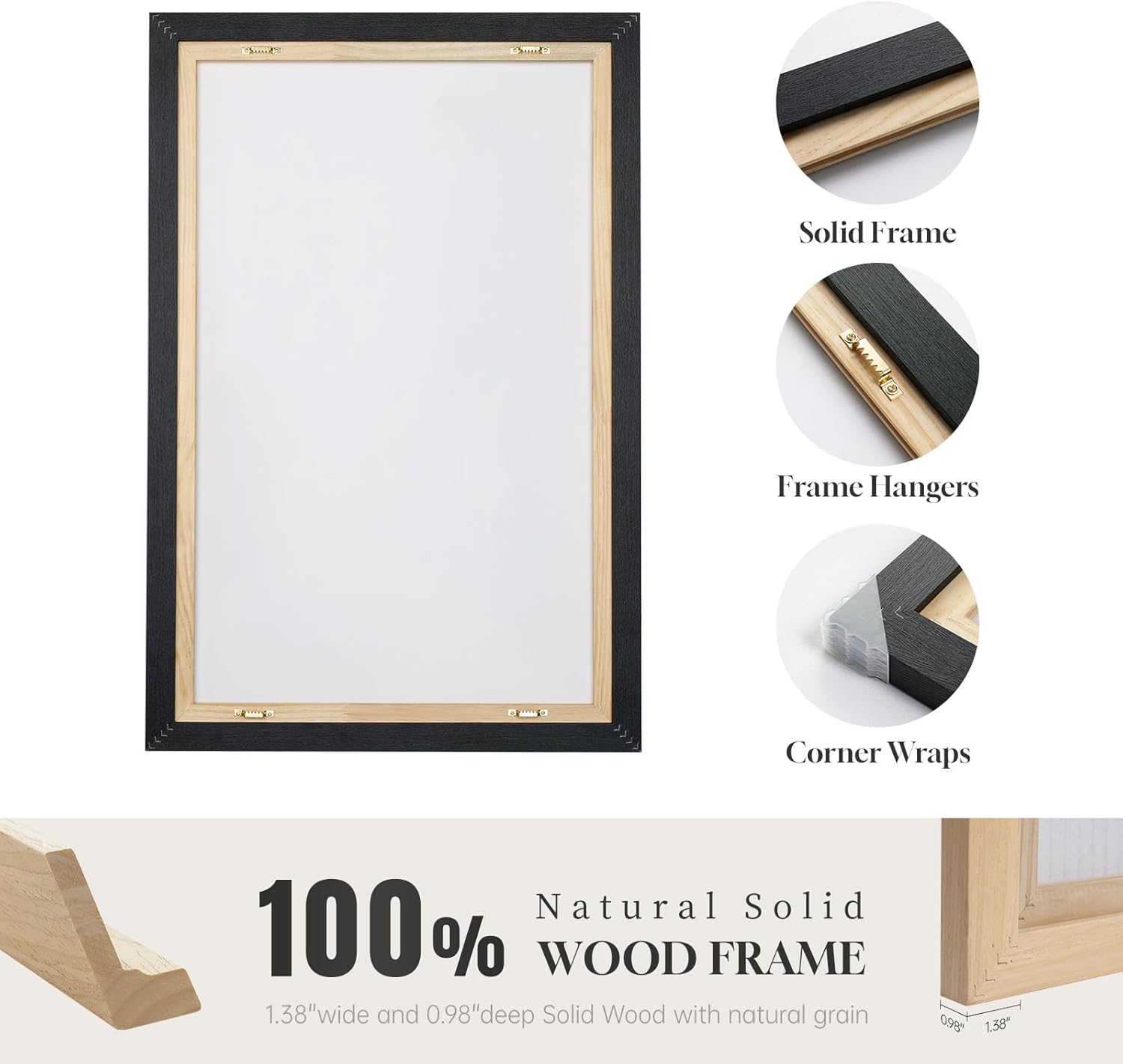 Large Framed Neutral Abstract Wall Art for Living Room, 3 Piece Modern Canvas Prints Paintings Artwork for Walls, Minimalist Beige Abstract Horizon Pictures for Hallway, Office Wall Decor 24x36 In