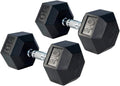 Gronk Fitness Rubber Hex Dumbbell Pairs | 5lbs - 70lbs | Workout Equipment for Men and Women | Rubber Coated Cast Iron with Ergonomic Chrome Plated Handles