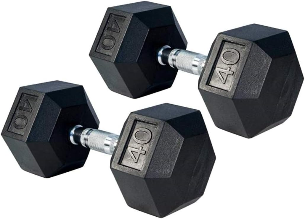 Gronk Fitness Rubber Hex Dumbbell Pairs | 5lbs - 70lbs | Workout Equipment for Men and Women | Rubber Coated Cast Iron with Ergonomic Chrome Plated Handles