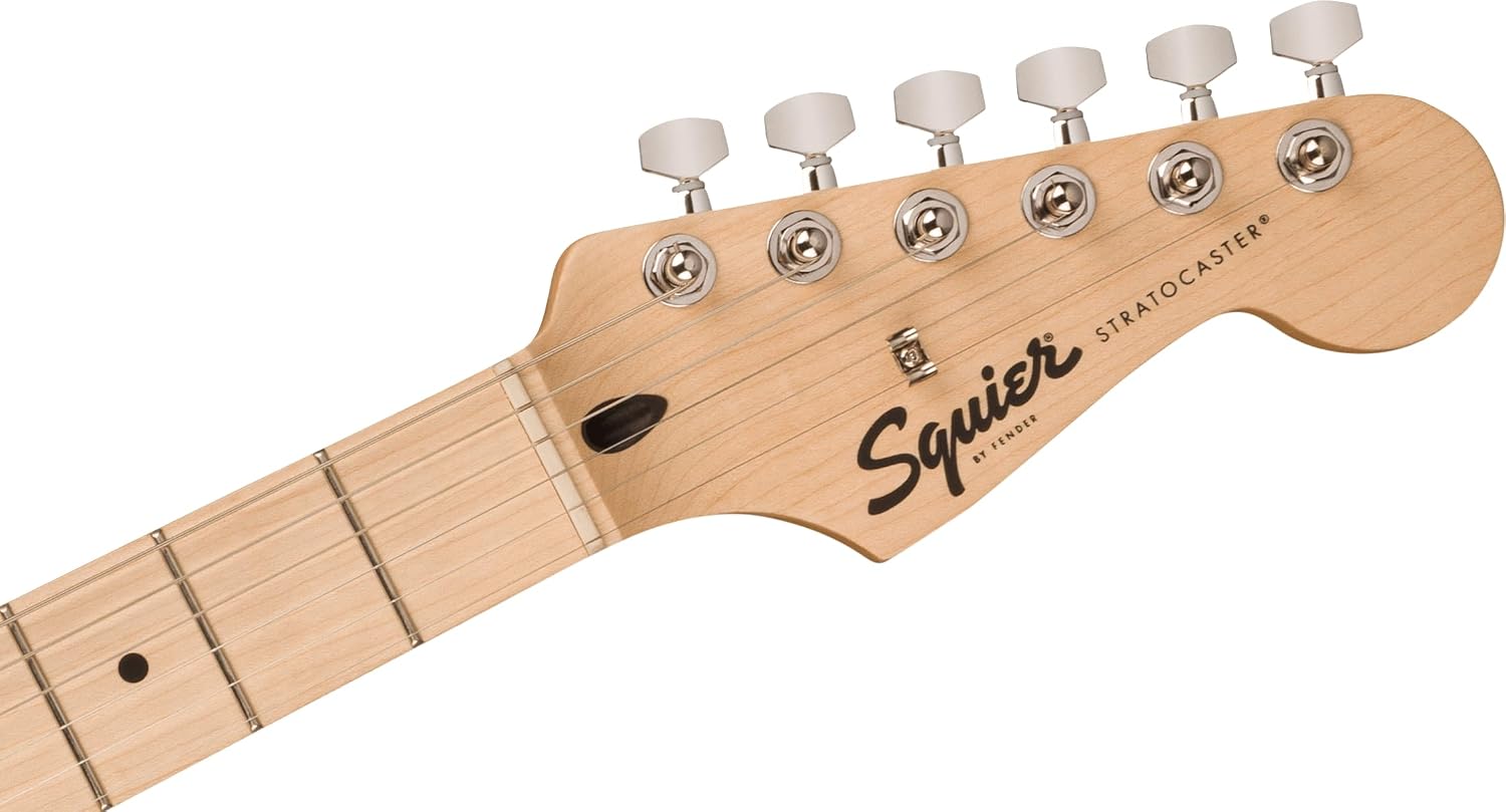 Squire Sonic Stratocaster Electric Guitar, Tahitian Coral, Maple Fingerboard, White Pickguard